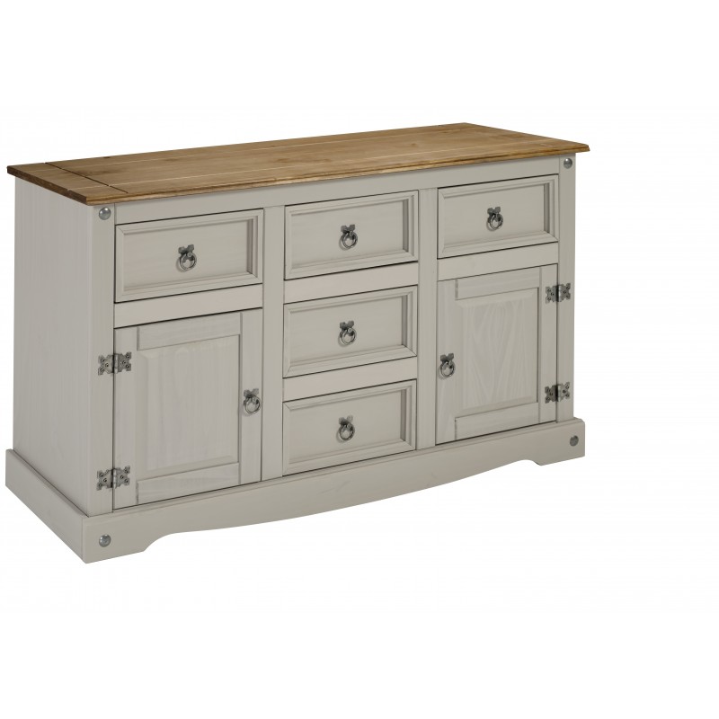 Corona Grey Wax 2 Door 5 Drawer Large Sideboard